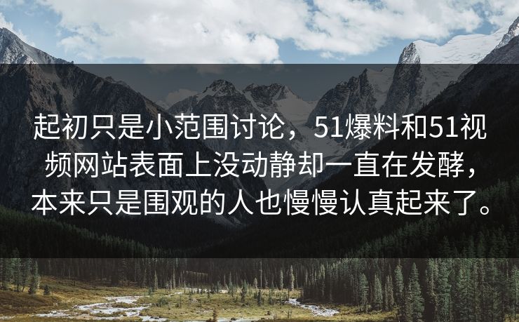起初只是小范围讨论，51爆料和51视频网站表面上没动静却一直在发酵，本来只是围观的人也慢慢认真起来了。