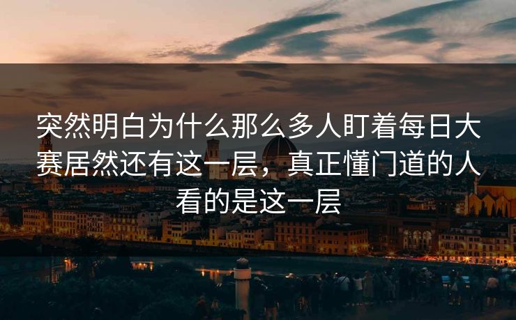 突然明白为什么那么多人盯着每日大赛居然还有这一层，真正懂门道的人看的是这一层