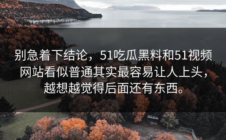 别急着下结论，51吃瓜黑料和51视频网站看似普通其实最容易让人上头，越想越觉得后面还有东西。