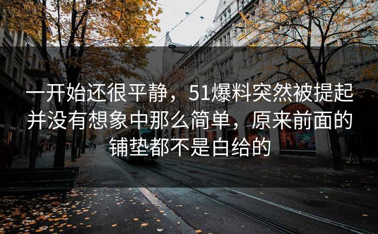 一开始还很平静，51爆料突然被提起并没有想象中那么简单，原来前面的铺垫都不是白给的
