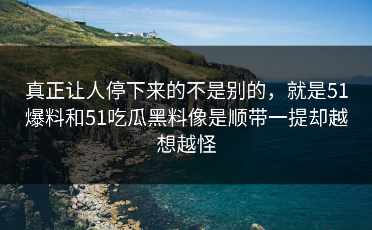 真正让人停下来的不是别的，就是51爆料和51吃瓜黑料像是顺带一提却越想越怪