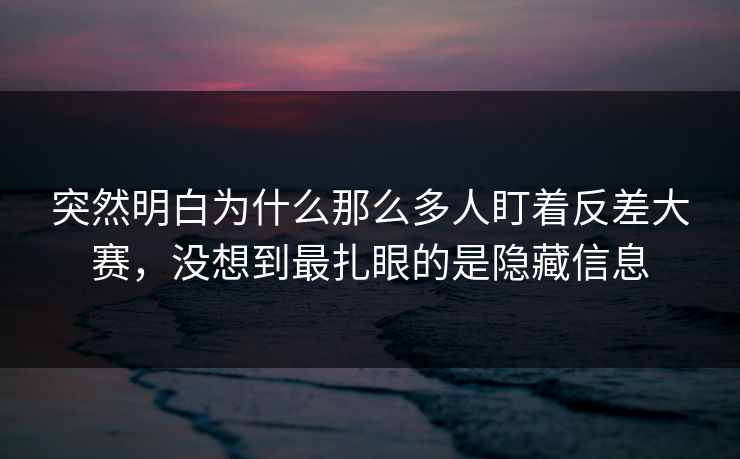 突然明白为什么那么多人盯着反差大赛，没想到最扎眼的是隐藏信息