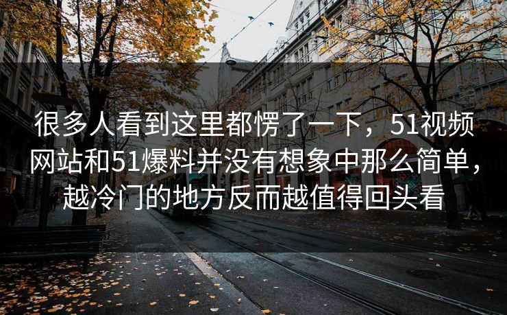 很多人看到这里都愣了一下，51视频网站和51爆料并没有想象中那么简单，越冷门的地方反而越值得回头看