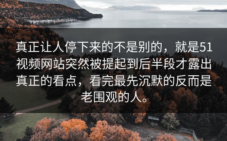 真正让人停下来的不是别的，就是51视频网站突然被提起到后半段才露出真正的看点，看完最先沉默的反而是老围观的人。