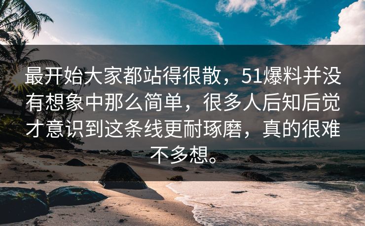 最开始大家都站得很散，51爆料并没有想象中那么简单，很多人后知后觉才意识到这条线更耐琢磨，真的很难不多想。