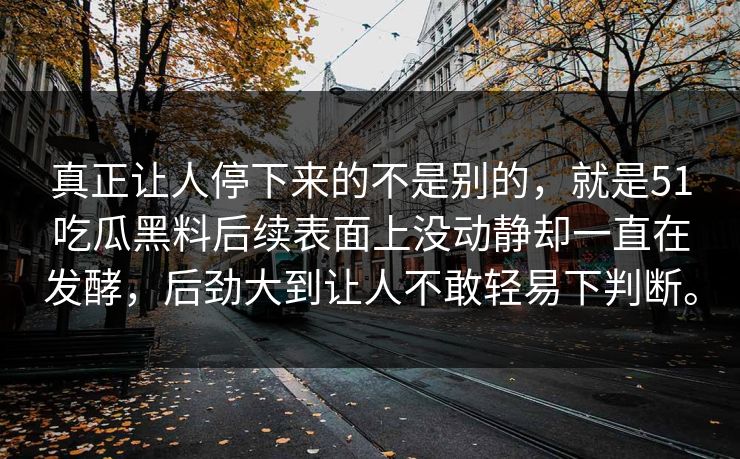 真正让人停下来的不是别的，就是51吃瓜黑料后续表面上没动静却一直在发酵，后劲大到让人不敢轻易下判断。