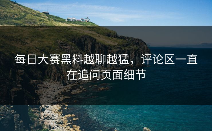 每日大赛黑料越聊越猛，评论区一直在追问页面细节